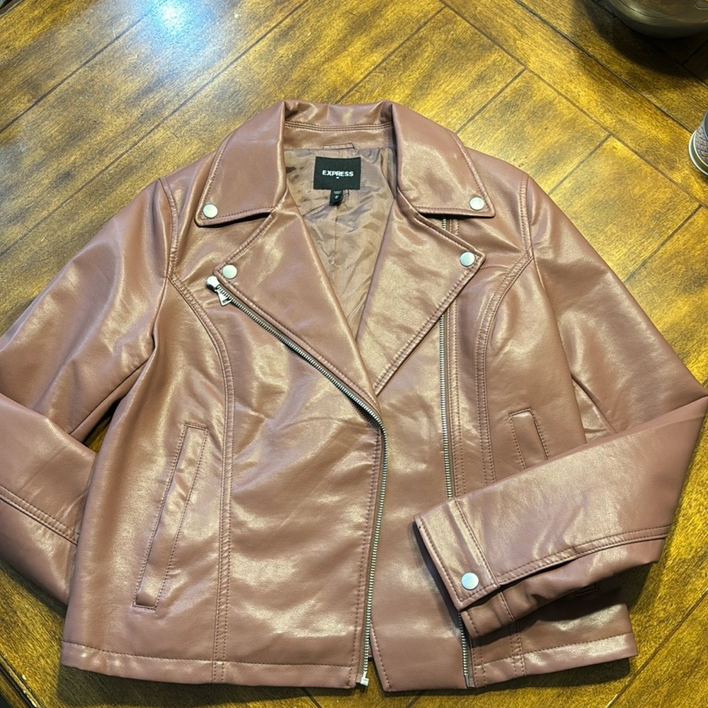 Express Mauve Leather Moto Jacket
